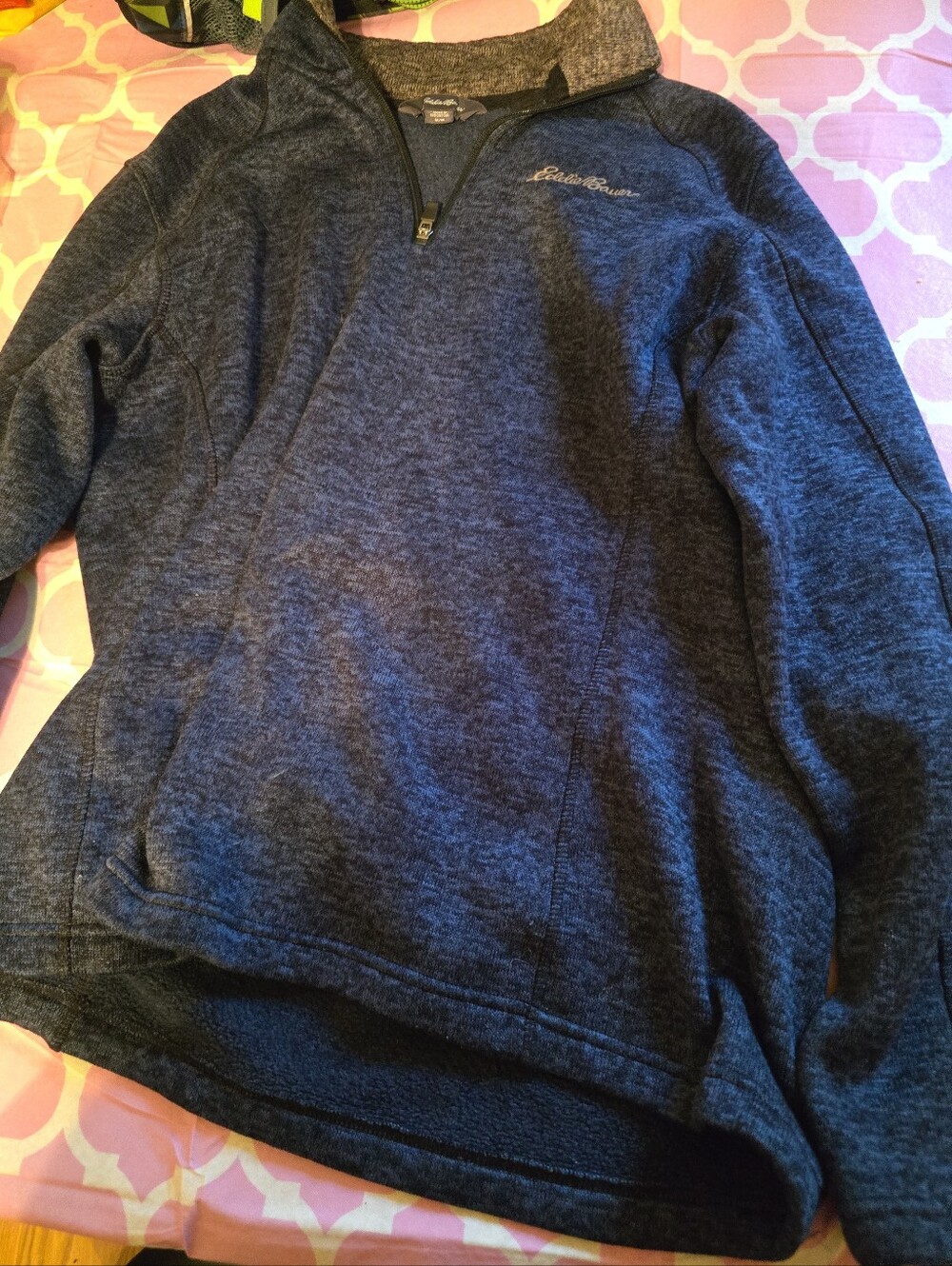 Eddie Bauer Men's Dark Heather Blue Half-Zip Sweater
